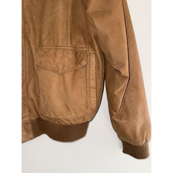 Vintage Global Identity G-III Leather Bomber Jacket Brown Flight Map Mens Large - Picture 4 of 16
